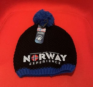 NUEVO CON ETIQUETAS The NORWAY Experience Unisex Adulto Tejido Gorro Gorro - Negro y Azul - Imagen 1 de 3