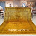 8.5x12ft Hand Knotted Silk Carpet Gold Durable Antique Golden Area Rug TJ582H