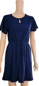 Unbranded Navy Dress w/Keyhole Neck & Drawstring Waist Size M (6) - Picture 1 of 7