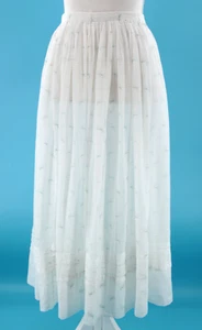Falda floral de algodón blanca transparente eduardiana antigua de principios de 1900 talla M de colección para mujer - Imagen 1 de 20