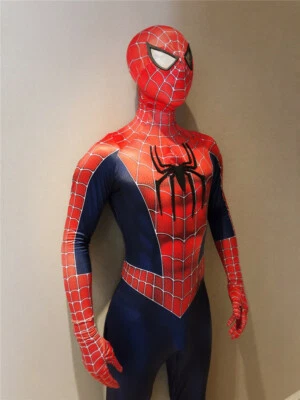 Spiderman Costume Adult Superhero Jumpsuit Halloween Cosplay Spandex Tight Mask - Image 1 of 4