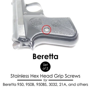2 Stainless Beretta Jetfire Tomcat Minx Hex Grip Screws 950 950B 950BS 21A 3032 - Picture 1 of 3