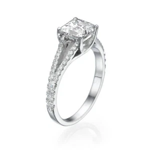 1 1/4 Carat H SI2 Beautiful Diamond Engagement Ring Princess Cut 14K White Gold - Picture 1 of 7