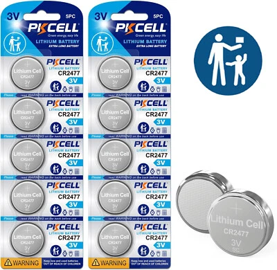 10 PIEZAS NUEVAS PILAS DE LITIO PKCELL CR2477 3V CR 2477 BR2477 DL 2477 ECR2477 Foto 1 de 4
