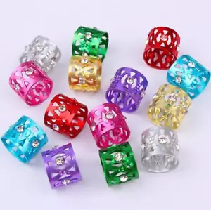 100pz Polsino Treccia Capelli Perline Dreadlock Clip Capelli Polsino Anello Alluminio Gioielli - Foto 1 di 13