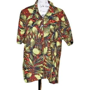 Chicos Design Größe 2 Damen großes hawaiianisches Shirt Leinen kurzärmelig Camp - Bild 1 von 8