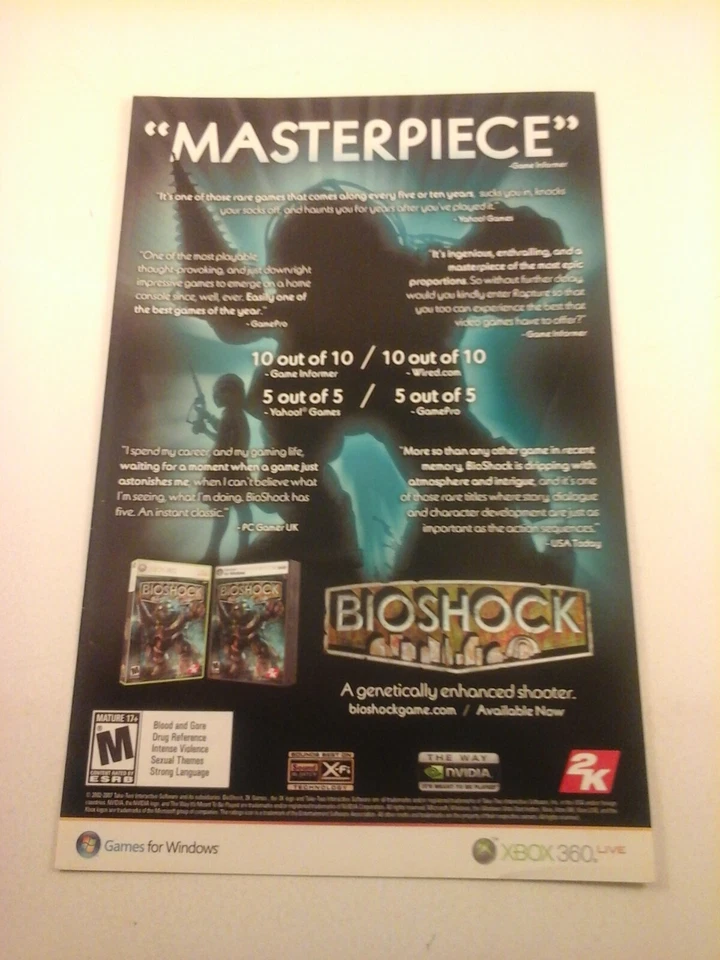 2007 Video Game Print Ad - BIOSHOCK - XBOX 360 WINDOWS 2K - Image 1 of 1