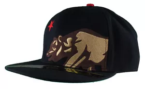 Dissizit! Side Bear Black Snapback Cap Hat California Star Flag - Picture 1 of 7