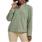 Karen Scott Womens M Pine Brush Green Zip Up Zeroproof Fleece Jacket NWT CS14