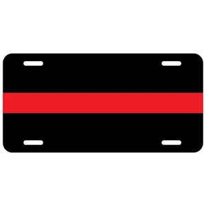 Reflective Thin Red Line License Plate Tag - Picture 1 of 9