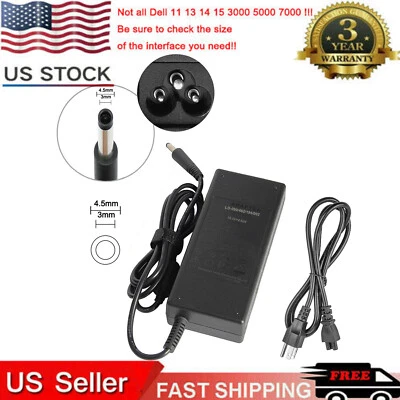 Adaptador de CA de 90 W para cargador Dell Inspiron 11 13 14 15 17 3000 5000 serie 7000 F Foto 1 de 4