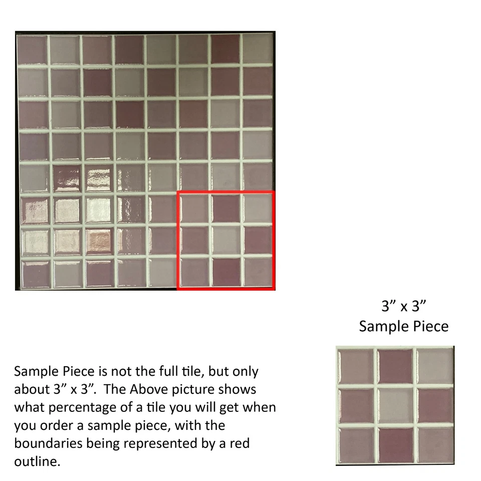 Telha de parede roxa lilás cerâmica quadrada vintage remodelação 3x3* peça de amostra - Imagem 1 de 1