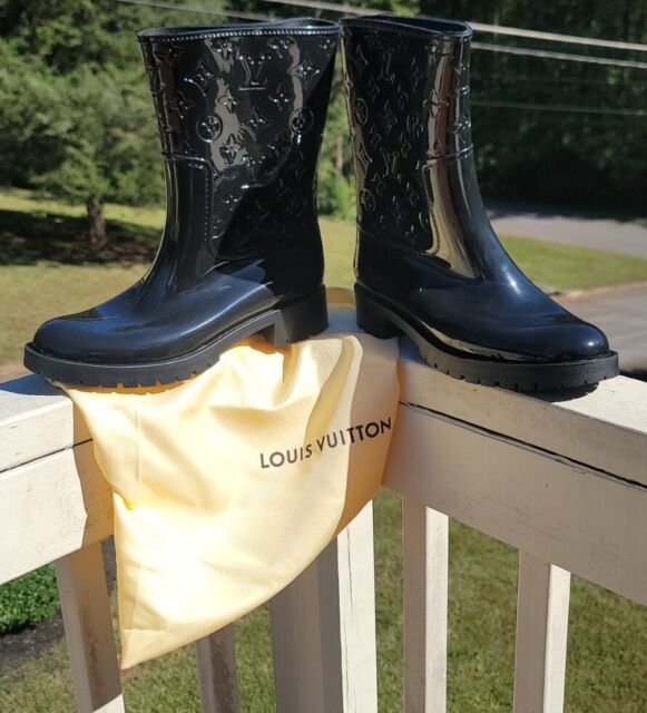 Louis Vuitton Monogram Rubber Splash Rain Boots Shoes Women 37 Black No Box  