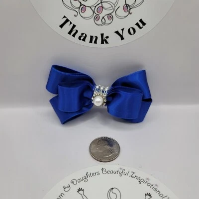 "Oferta" Hecho a Mano Bebés Niñas King Azul, Blanco etc. con Bling, princesa, pasadores, arco Foto 1 de 4