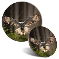 Mouse Mat & Coaster Set Flying Great Grey Owl Forest Bird #50916