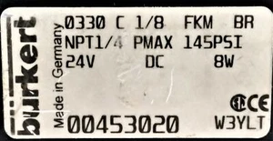 Unused Burkert 0330-C-1/8-FKM-BR Solenoid Valve - Picture 1 of 1