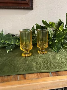 2 Vintage TIFFIN FRANCISCAN MADEIRA Cornsilk Yellow Footed Water Goblets - Picture 1 of 10