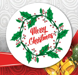 24 Christmas Party Bag Stickers Sweet cone Labels Xmas Holly present - Picture 1 of 1