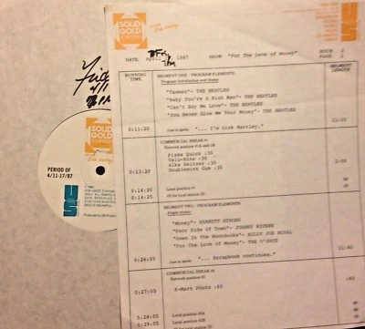 RADIO SHOW:MONEY 4/15/87 BEATLES, JOHNNY RIVERS, J.GEILS, PINK FLOYD,RAY CHARLES - Image 1 of 2