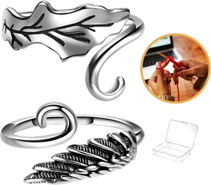 2 Pieces Crochet Rings for Crocheting Cute Yarn Guide Knitting Ring for Finger A - Picture 1 of 6