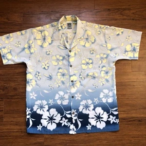 Vintage Ocean Current Adult Meidum Hawaiian Button Down Shirt Floral Pattern - Picture 1 of 11