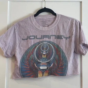 Journey Band Tee T-shirt 80s 90s Rock Roll Concert Tour Festival Graphic Crop S - Picture 1 of 8