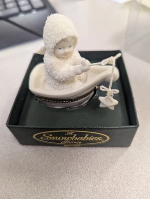 Caja de baratija con bisagras Dept 56 Snowbabies "Rock-a-Bye Baby" con caja original #68848 Foto 1 de 2