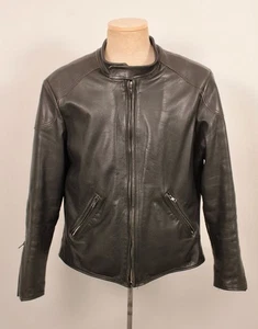 Chaqueta de corredor café de cuero negra Eric Hodges para hombre años 90 talla M motocicleta años 90 - Imagen 1 de 12