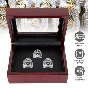 3 Löcher Championship Ring Vitrine Box Holz Sammlung Aufbewahrungsbox Geschenk USA - Bild 1 von 12