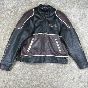 Victory Motorcycles Leather Riding Jacket Mens XL Black Padded Heavyweight - Picture 1 of 15