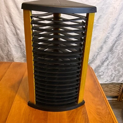 Vintage 20 Slot CD DVD Game Storage Tower Rack Holder Organizer Wood Look Black - image 1 of 4