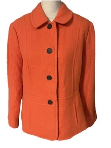 Talbots Orange Wool Blend Womens Size 14 Coat Button Up Pockets Fully Lined EUC - Picture 1 of 9