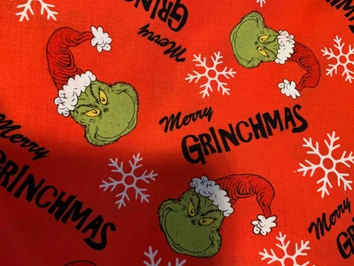 JO-ANN Christmas Grinch Scrap 9"x 21”, Cotton Fabric, Fat eighth, snowflake