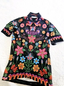 Cycology Cycling Jersey Womens XS Boho Short Sleeve Full Zip Flowers 5 - Picture 1 of 5