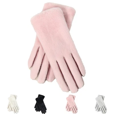 Guantes de invierno de gamuza sintética para mujer guantes térmicos con pantalla táctil suaves cálidos forrados Foto 1 de 4