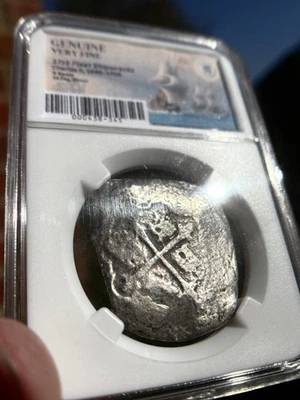 Moneda Flota Cobb 1715 Co México Español Plata 8 Reales Naufragio Auténtico Foto 1 de 4