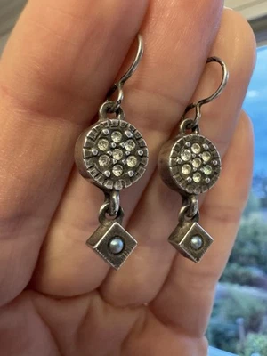 Pendientes colgantes vintage firmados Patricia Locke plata cristal Swarovski perlas Foto 1 de 4