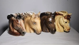 Vintage Ceramic Horse Head Vases Relpo Enesco Napcoware Collectibles Decor Lot 4 - Picture 1 of 12