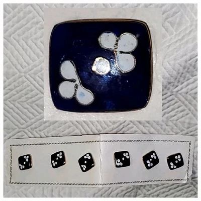 Jingtailan Set 6 BUTTONS Chinese Cloisonne BLUE Enamel WHITE Flowers NEW Vintage - Image 1 of 4