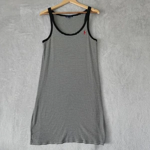 Ralph Lauren Dress Womens Large Ribbed Tank Striped Polo Pony Logo Black White - Picture 1 of 8