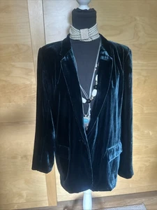 Ladies Zara dark green velvet jacket size XL 🟤 - Picture 1 of 8