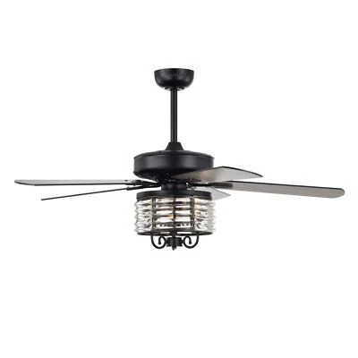 Themar 26 Inch Black Mid-century Modern Style Lighted Ceiling Fan with Remote - Image 1 of 4