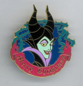 Disney Auctions Sleeping Beauty Villain Maleficent Merry Christmas Banner LE Pin - Picture 1 of 1