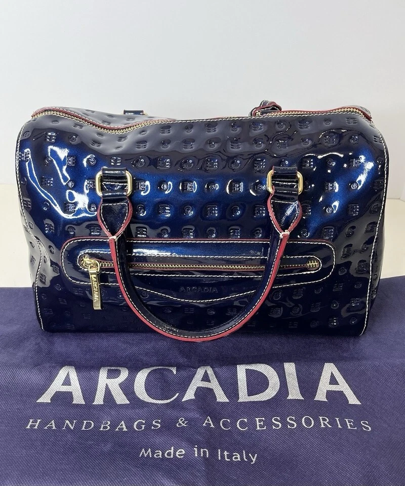 Arcadia Patent Leather Blue Satchel Handbag Double Handle  NWOT Regularly $500 - Image 1 of 1