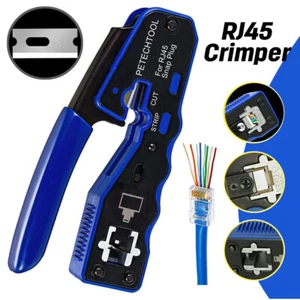 Crimping Tool Network Crimper RJ45 EZ Pass Through for Cat6a 8P8C Cat7 Connector - Picture 1 of 8