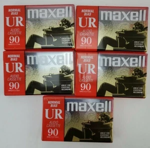 Maxell UR 90 Lot of 5 Sealed NOS Blank Cassette Audio - Picture 1 of 2