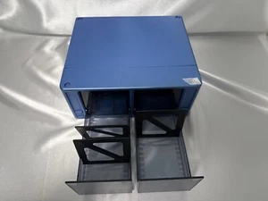 TEAC MiniDisc Storage Unit Case Holds 32 MDs Stackable Telescoping Used Japan - Afbeelding 1 van 3