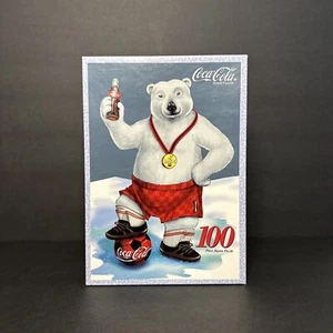 COCA COLA Jigsaw PUZZLE 100 pieces 1998 SOCCER POLAR BEAR Vtg - Picture 1 of 7