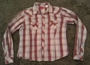 Panhandle Slim Western Snaps Front Plaid Rodeo Cowgirl Shirt Girls Kids Large L - Picture 1 of 10