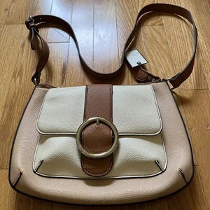 Dana Buchman Purse Crossbody Handbag Hdb01xb75 Beige White Brown - Picture 1 of 7